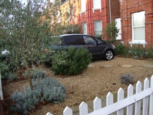 Parking and planting in a front garden